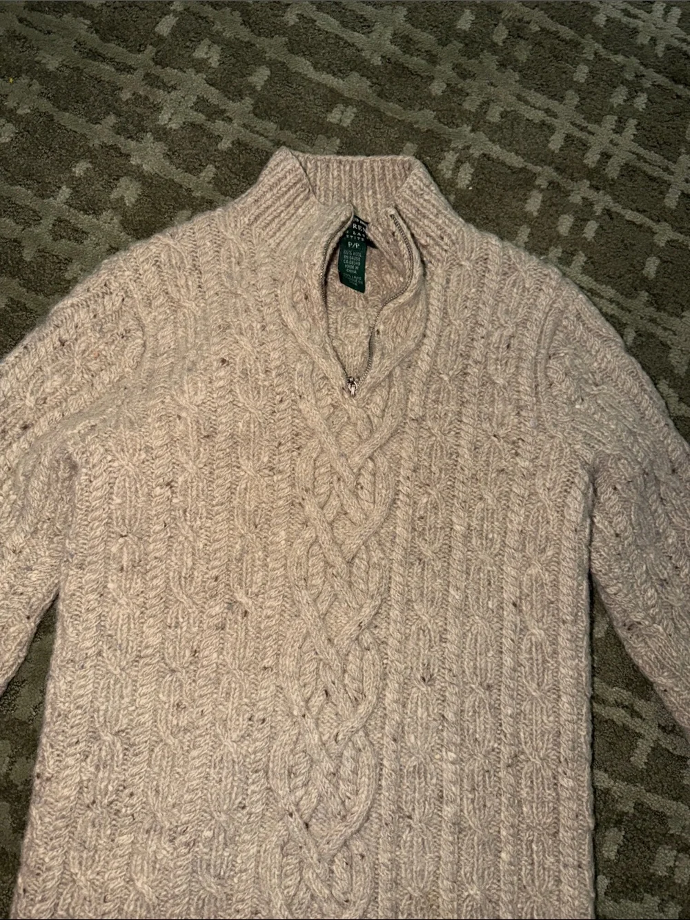 Vintage Women’s Quarter Zip Hand Knit For Ralph Lauren 100% Wool Size Petite - Picture 2 of 10